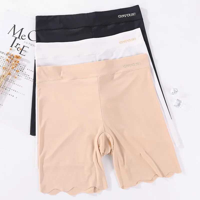 M~4XL Womens Safety Shorts Thin Breathable Non Curling Boxer Shorts High Waist Shorts Plus Four Corner Tight Shorts Y250412