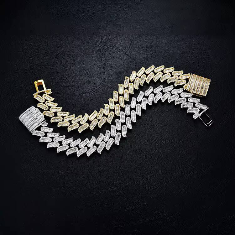 Iced Out Bracelets High Quality Mens Gold Plated Brass Cuban Bracelet