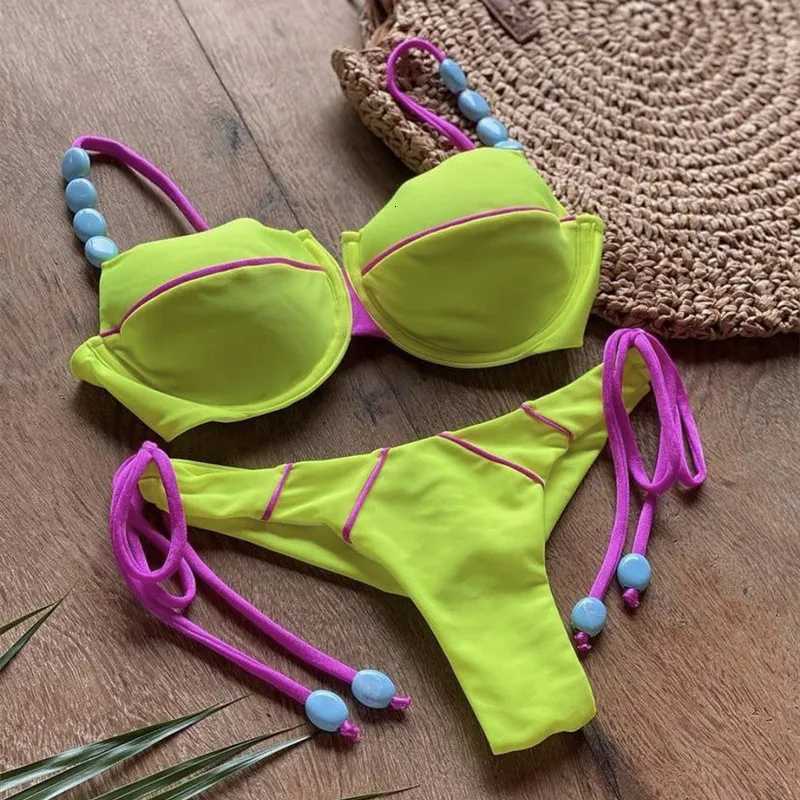 2023 New Hot Sale European and American Sexy Two Piece Swimsuit Spliced Color Swimsuit Women High Quality BikiniW251113