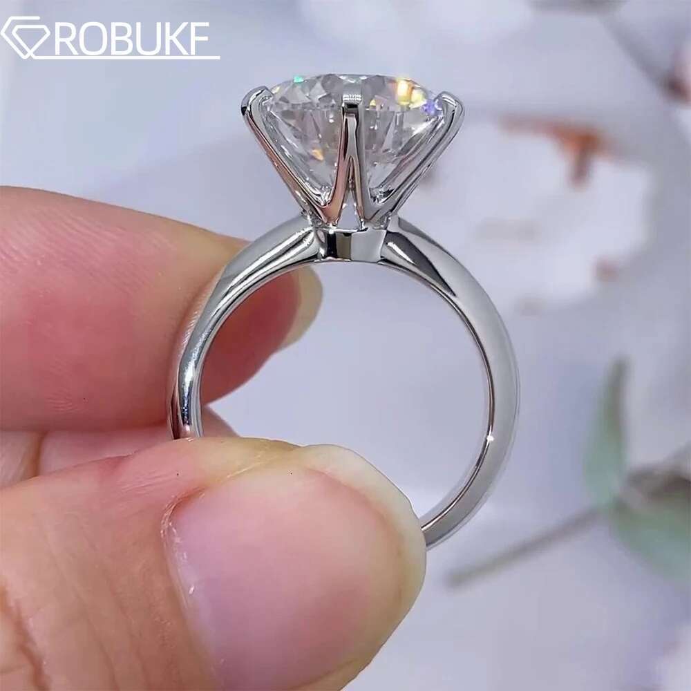 0.5-10CT Moissanite Engagement Rings for Women Men D VVS Lab Dia S Sier Classic Solitaire Ring Band Jewelry With GRA