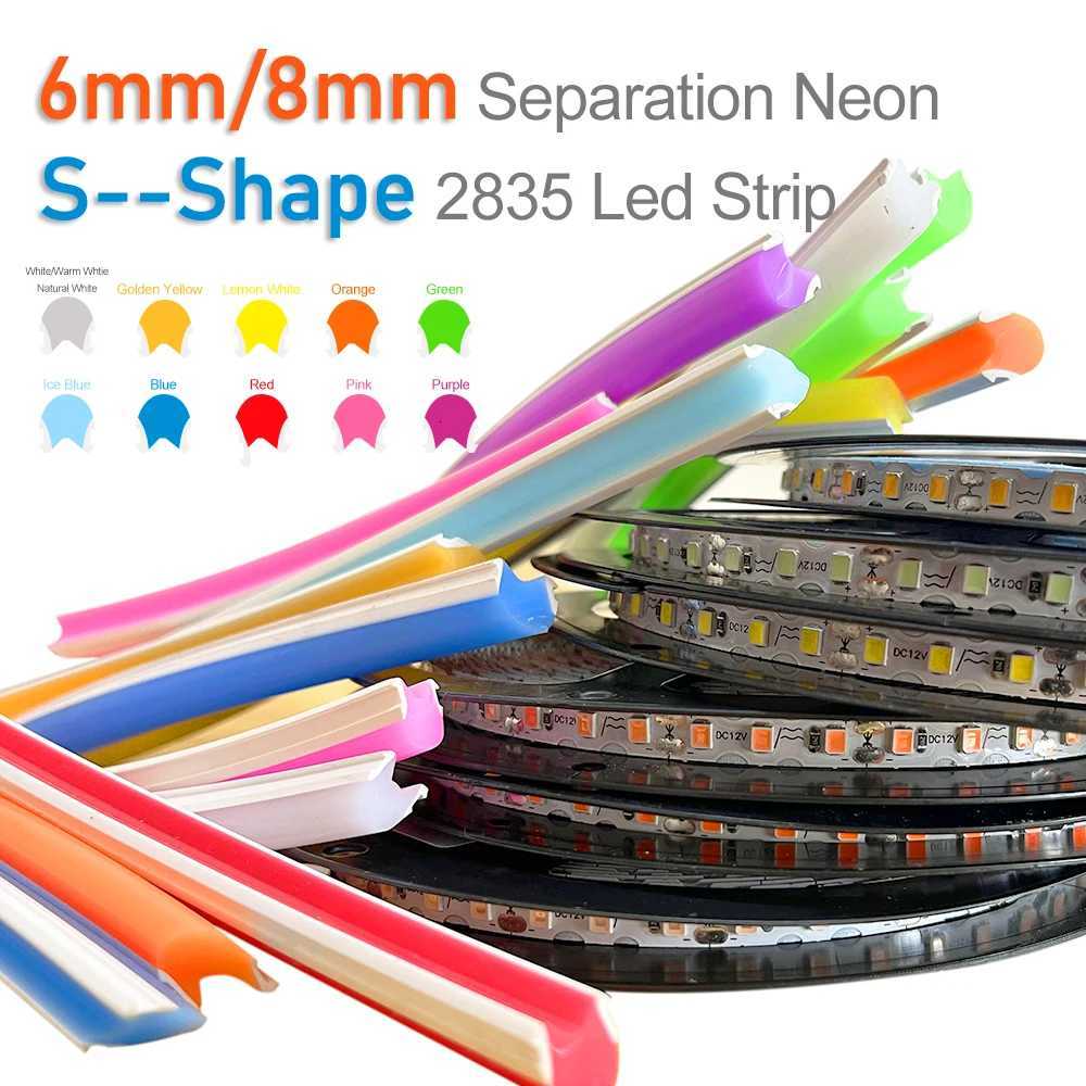 2835SMD 120Leds S shape Led Strip 6mm 8mm Separation Neon Flexible Bendable Silicone DIY Sign Light 12Colors Waterproof 1m-10m W251112