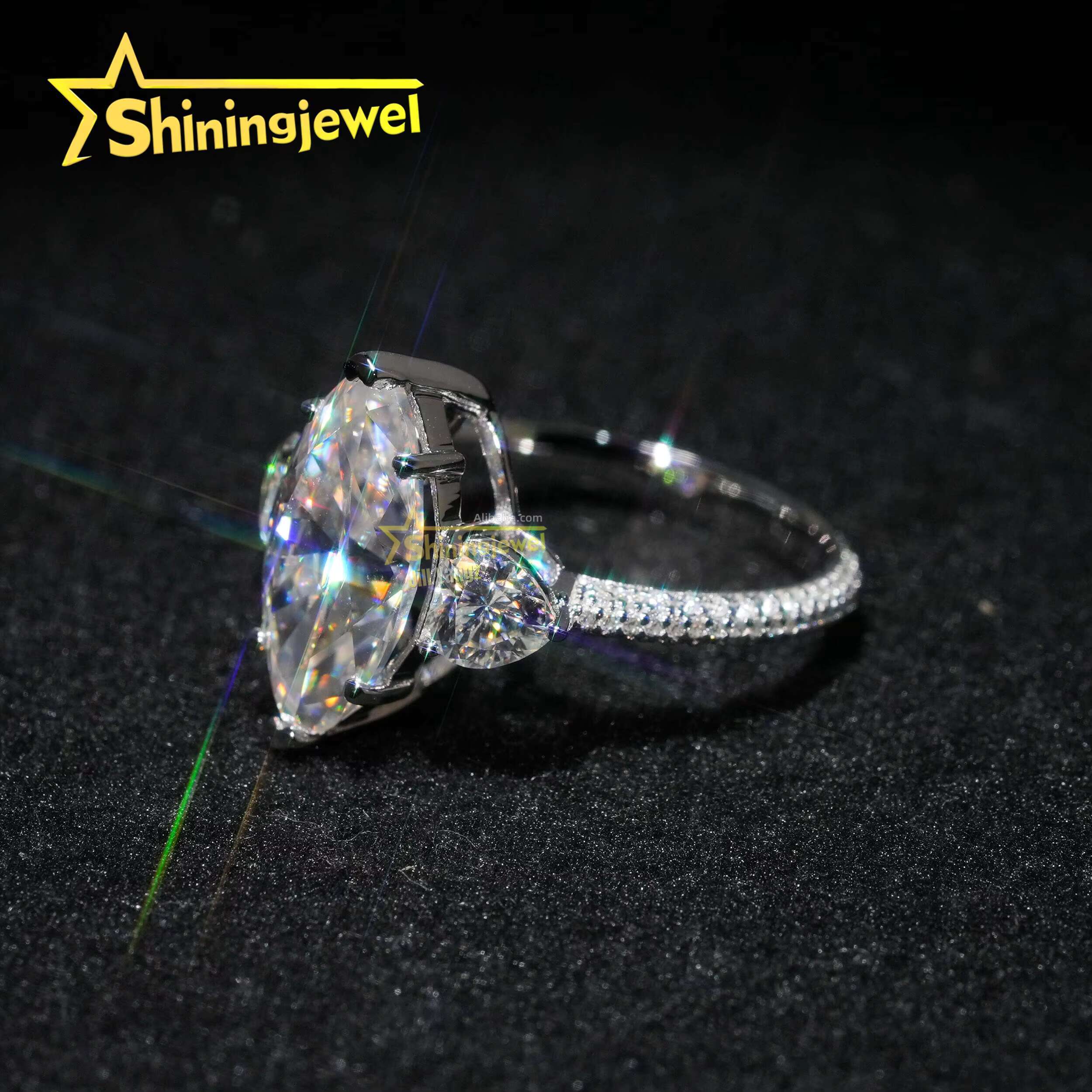 Certification 5cts Huge Main Stone Marquise Cut Moissanite 925 Diamond Rings for Women Pass Diamond Tester Engagement Ring