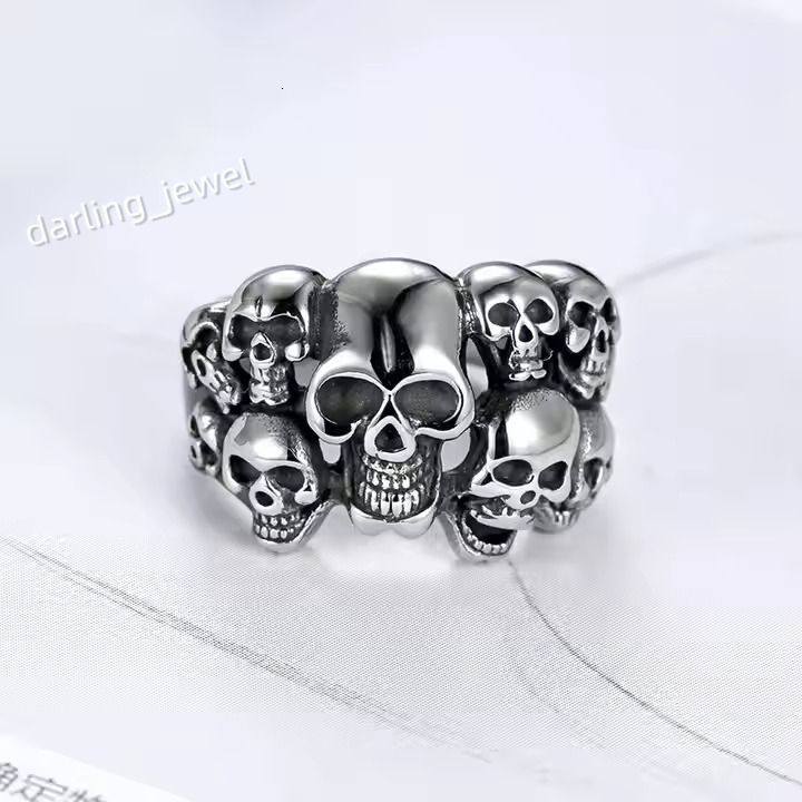 Hip Hop Fashion Stainless Steel Casual Party Mens Accessories Retro Gothic Skull Ring