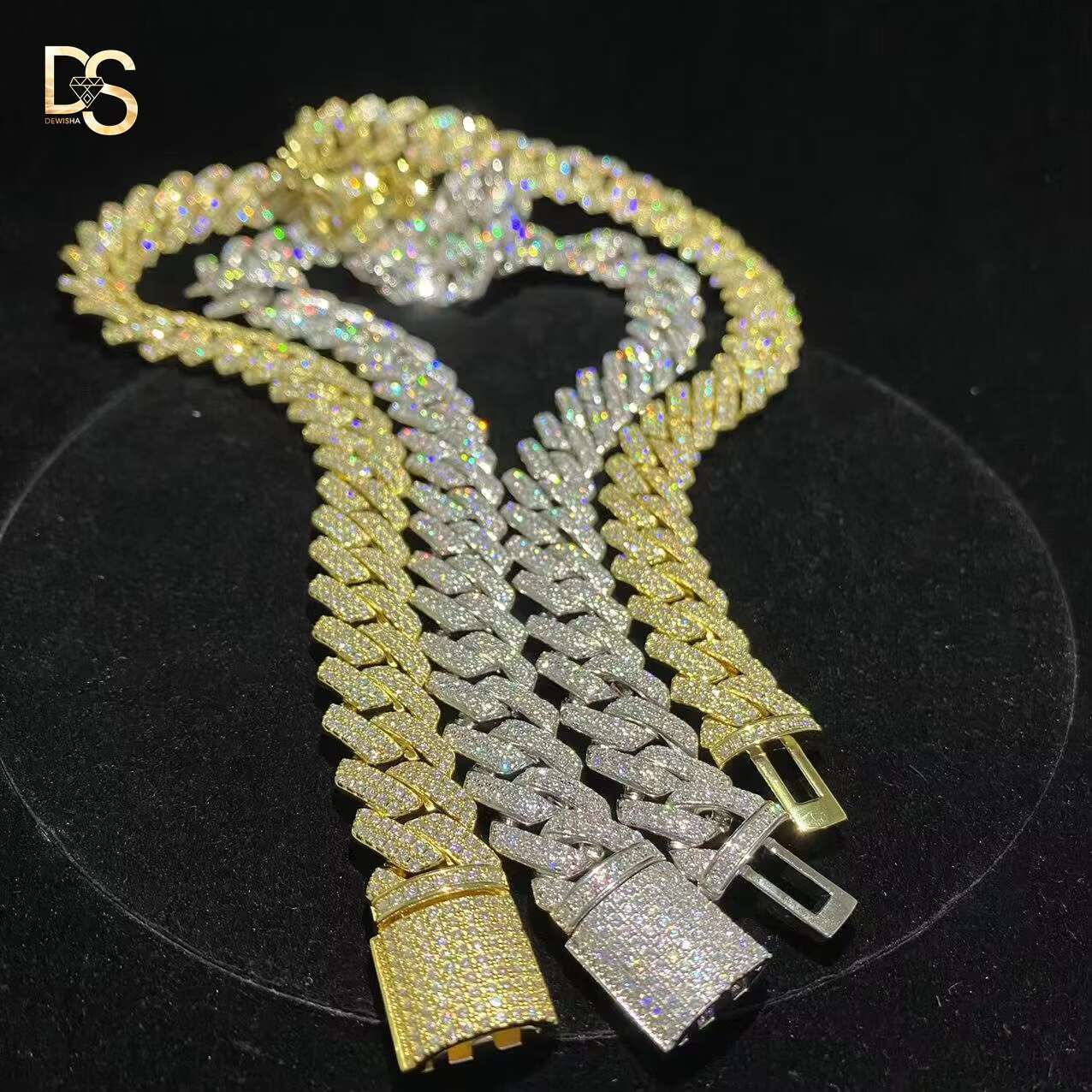 Best Quality 14mm Gold Plated Hip Hop Fashion Jewelry Moissanite Mens Necklace Cuban Link Chain