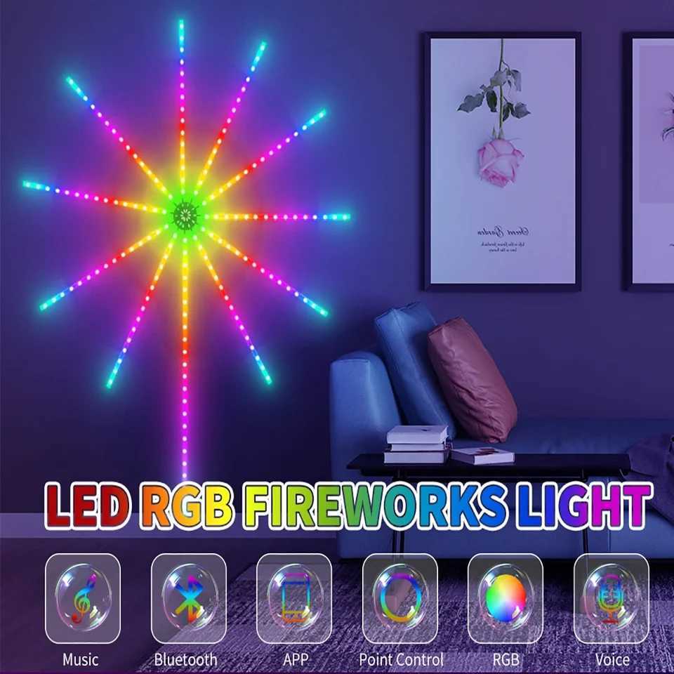 RGBIC Fireworks Light Bedroom Decoration Smart Fireworks Strip USB powered For Christmas Indoor Party Ramadan Holiday Lights W251112