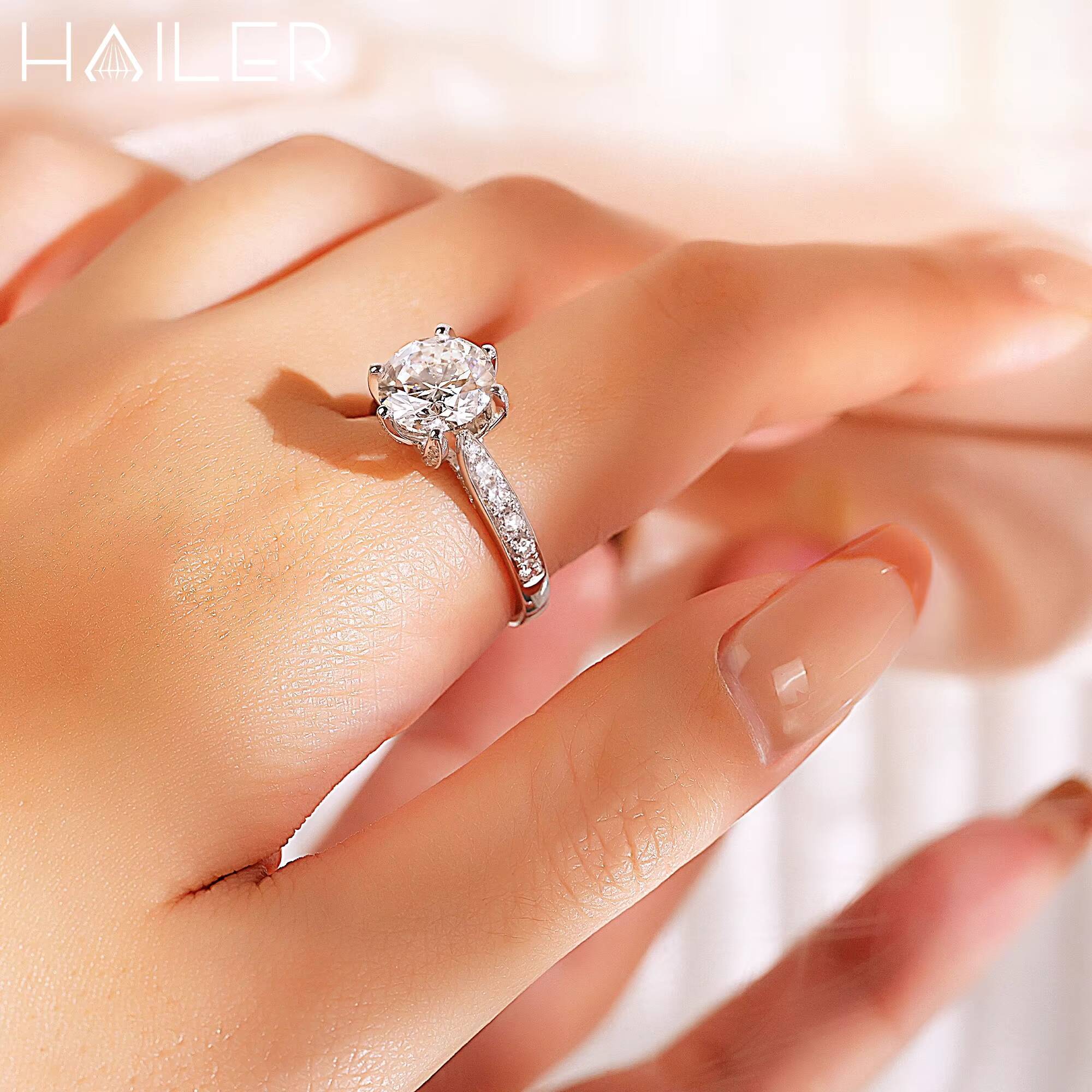 Elegant Women 3Ct Lab Diamond Engagement Ring Cvd Diamond Ring 18K Gold Wedding Ring