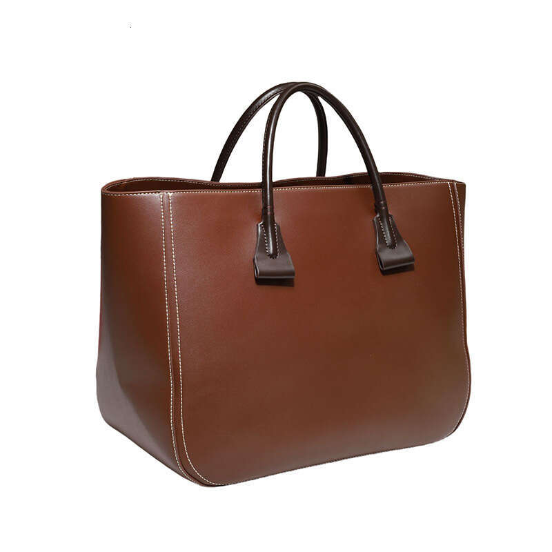 CHHC Solid Color Commuter Women's Handbag, Genuine Leather Luxury, Basket Bag, Large Capacity