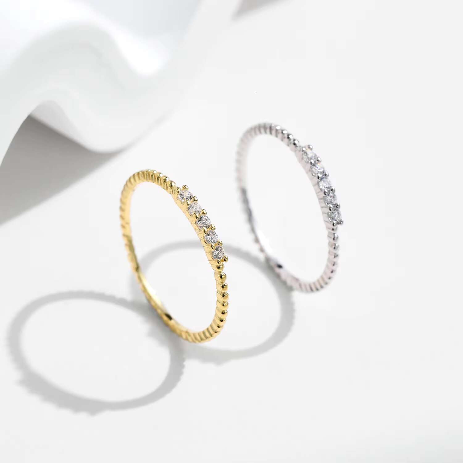 Sparkling Moissanite Eternity Band Ring 925 Sterling Silver Stackable Popular Finger Rings for Women Party Fine Jewelry