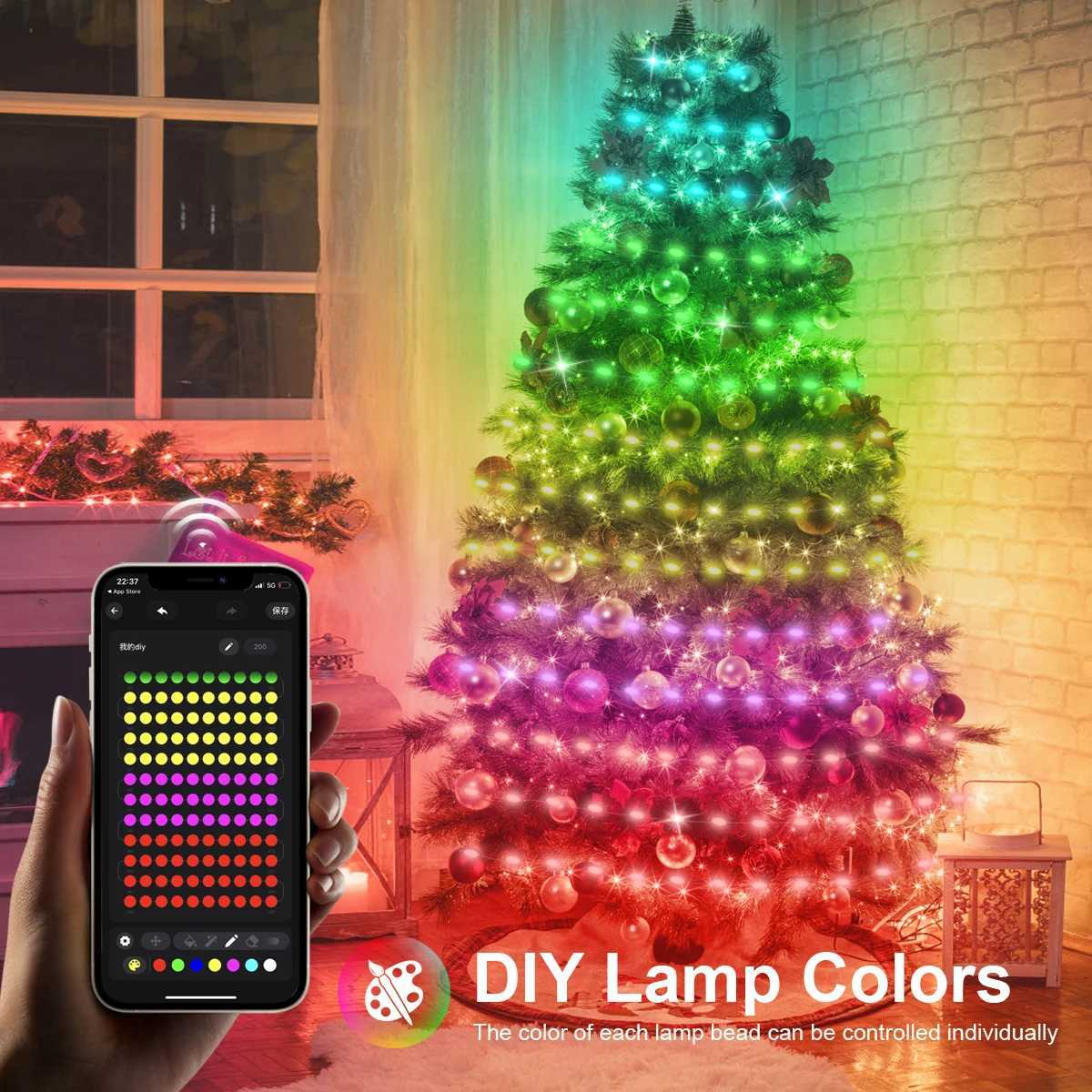 Smart RGBIC LED Strip Light Bluetooth USB 20m Waterproof String Light Room Outdoor Garden Fairy Lights DIY Decoration W251112