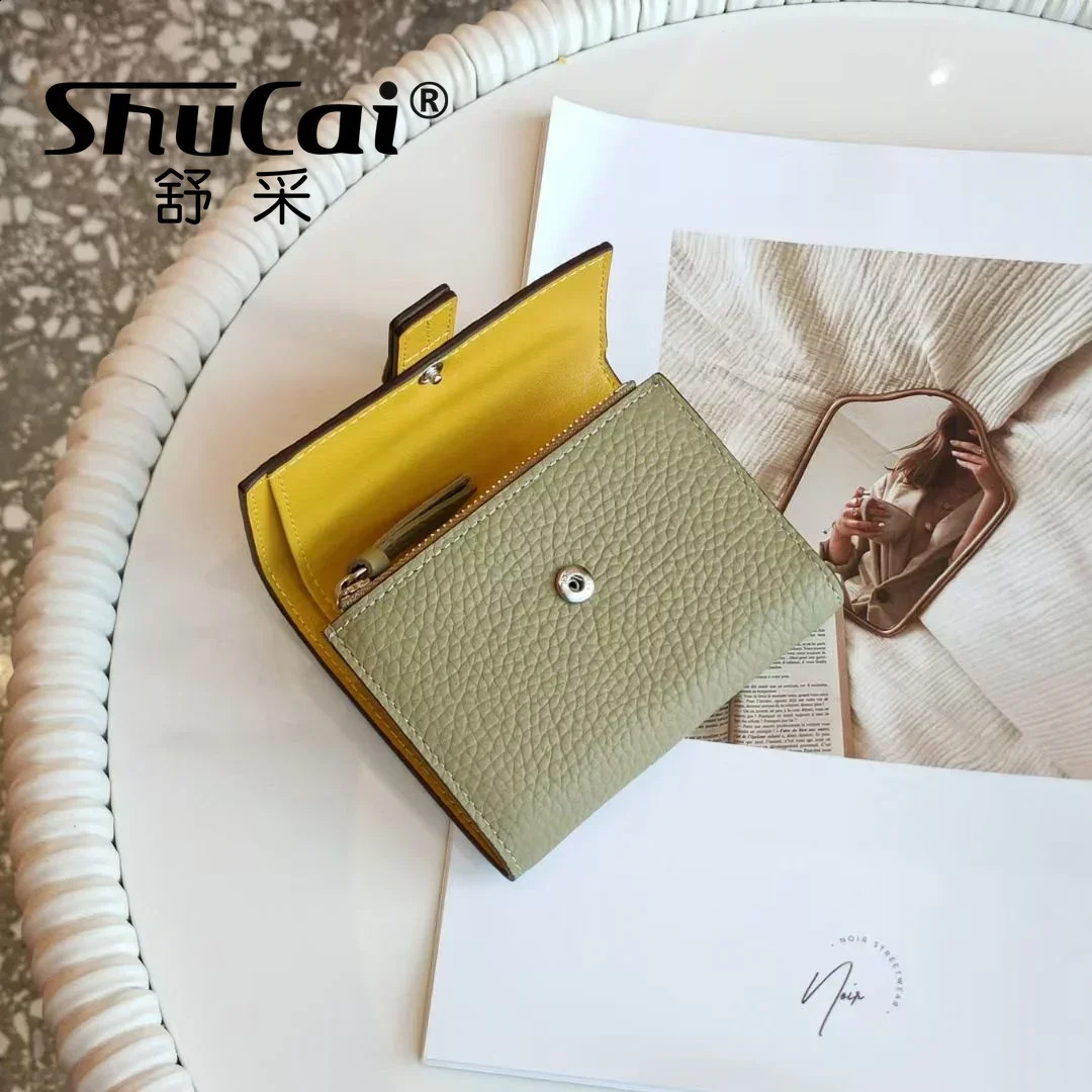 Short wallet womens wallet fashionable coin wallet card clip wallet womens leather wallet 250410