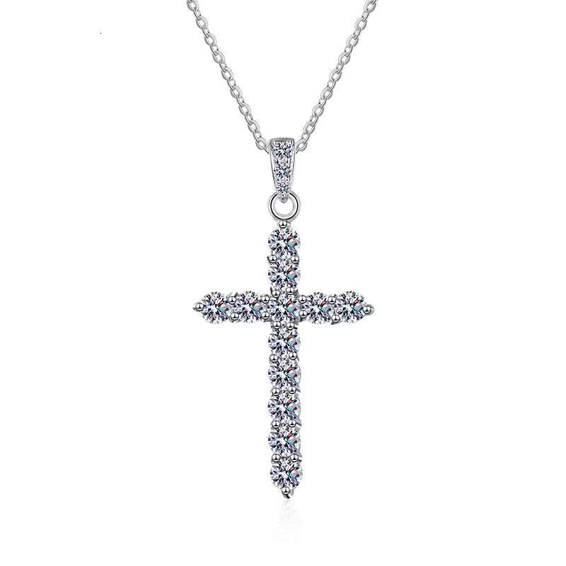 Fashion Hot Sale Jewelry VVS Diamond Moissanite Cross Pendant S925 Sterling Silver Necklaces For Men Women