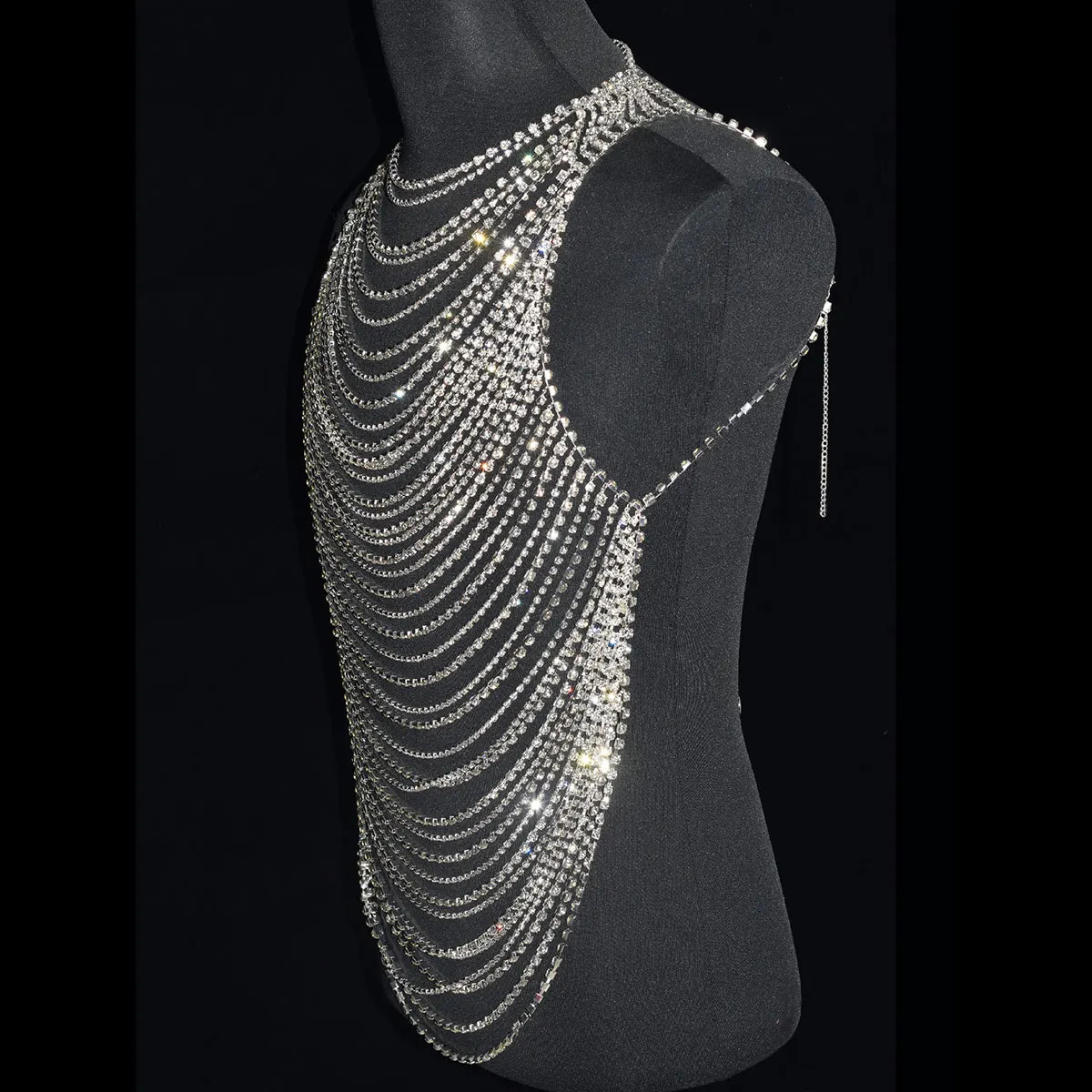 Fashionable shiny mens body chain underwear with rhinestones banquet stage performance party clothing accessories 250408