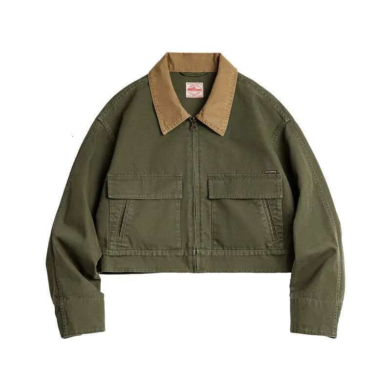 Designer Clothes Maden Women's Autumn Barn Style Color Blocked Canvas Safari Jacket Spliced Turn - Down Collar Workwear Vintage Charm Outwear