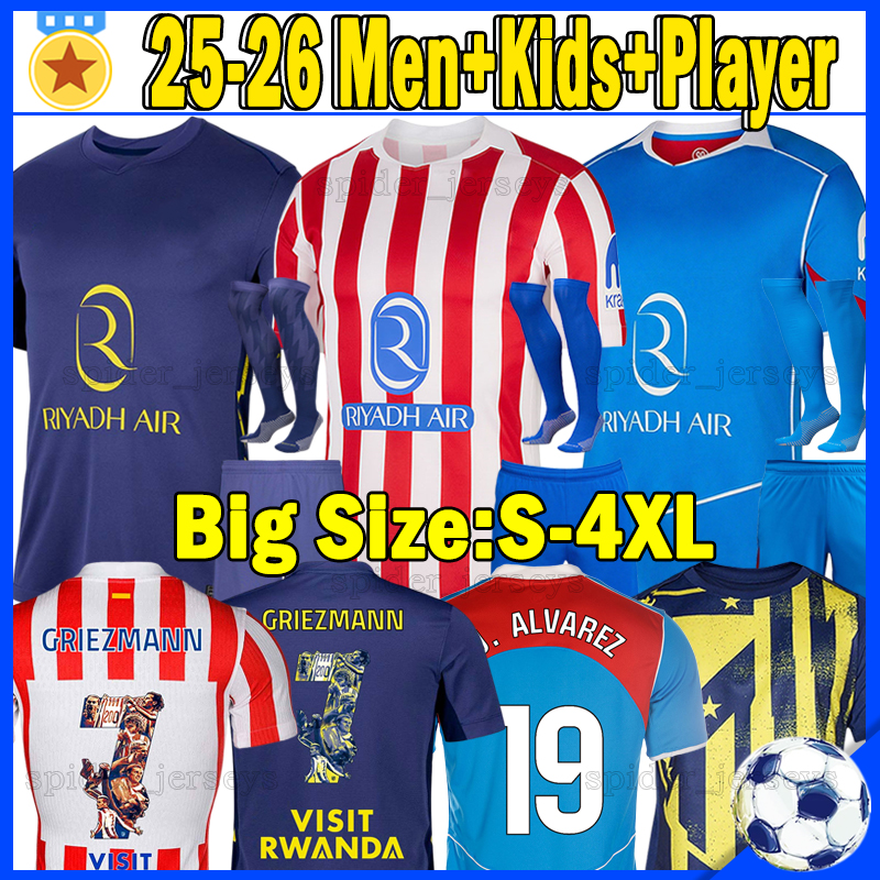 XXX 4XL 2025 2026 GRIEZMANN 200 Soccer Jerseys Atletico MadridJersey 25 26 ATM J.ALVAREZ SORLOTH GIULIANO palyer Version Football Shirts M.LLORENTE Men kids kits sets