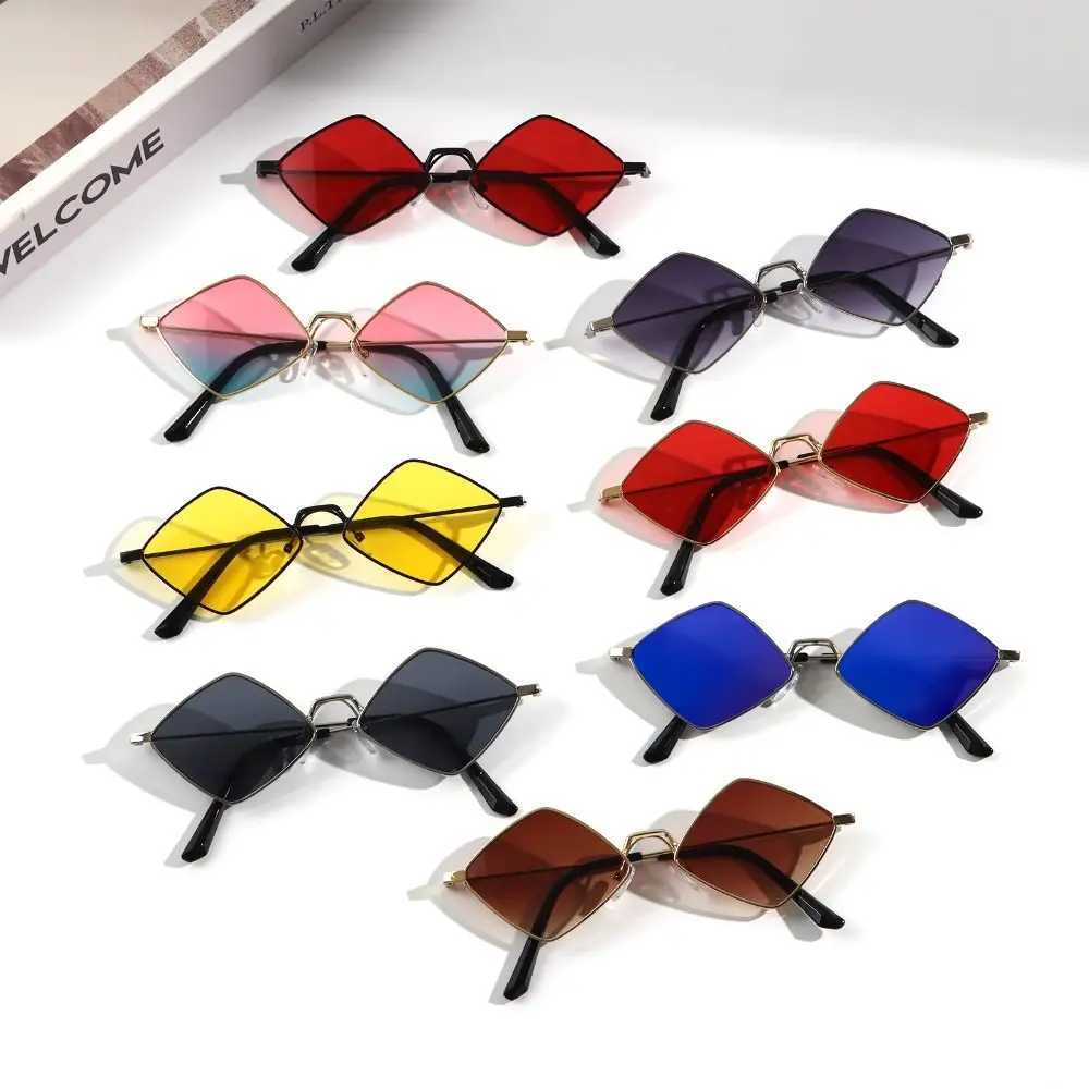 Fashion Diamond Shaped Metal Sunglasses 2025 Simple Beach Sunshade Sun Glasses Trend Small Frame Outdoor Shades UV400 EyewearC250412