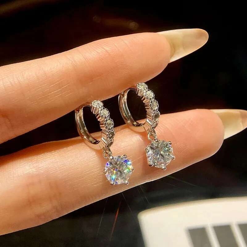 GRA Glamorous 1ct Certified Moissanite Diamond Flower Drop Earrings for Women 925 Sterling Silver Wedding Earrings Fine Jewelry