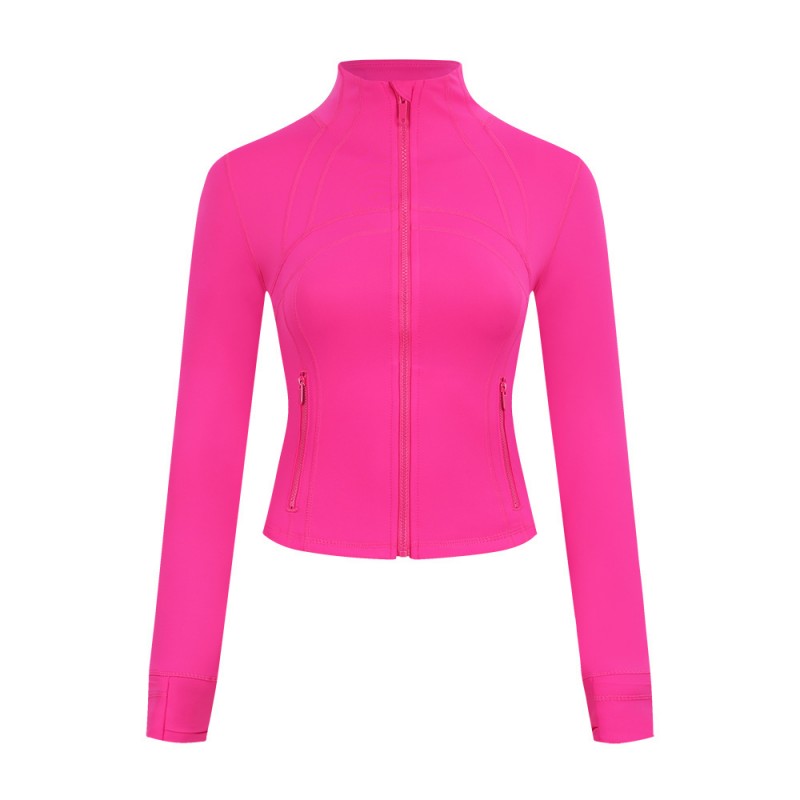 New Yoga Cropped Jacket With Gold Zipper Women Long Sleeve Sport Coat Fitness Gym Breathable Sweat-wicking Sweatshirt Jogging SportwearJackets 8e8