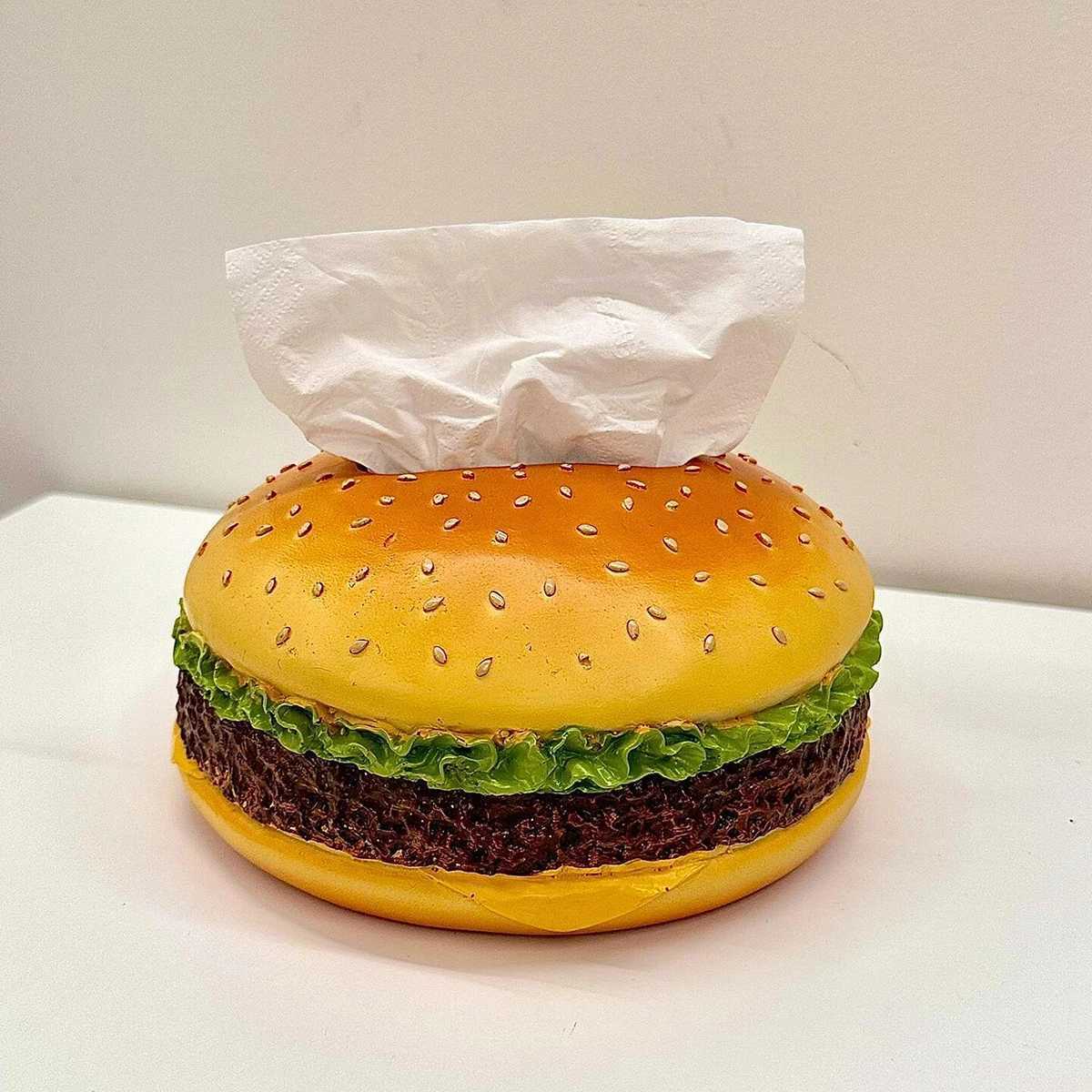Hamburger tissue box creative retro living ro tissue box he fun decoration ornaments napkin holder Y251112