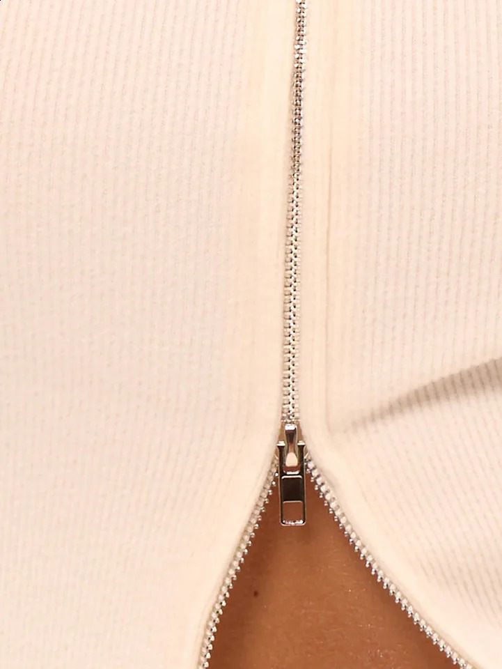 Spring and summer womens casual slim zipper style long sleeved Tshirt 250407