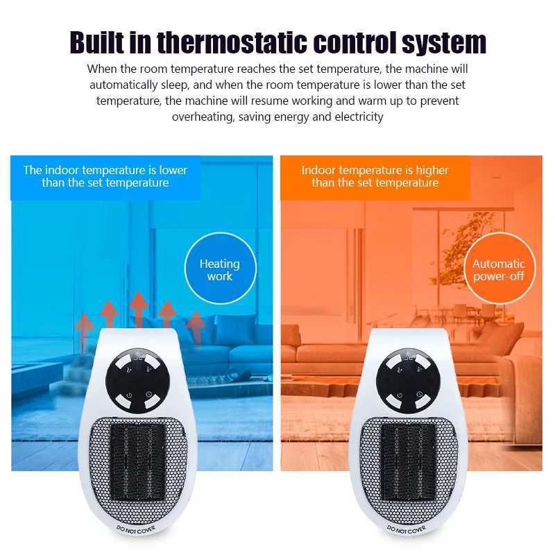 Portable Heater Electric Heater Plug In Wall Room Heater Home Appliance Heating Stove Mini Radiator Remote Warmer Machine 500W Y251113