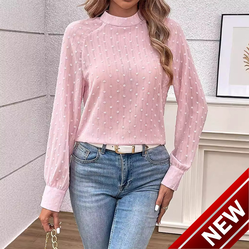 Long sleeved floral cut shirt womens shirt 2025 spring and summer new pullover top