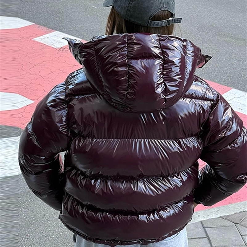 Casual Womens Puffy Winter Jackets With Hood Stand Collar Zipper Long Sleeve Warm Coat 2025 Autumn Lady Street Chic Down Jacket 251112