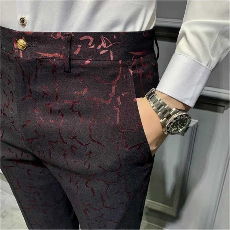 Classic Jacquard Set Pants 2022 Spring Mens Social Close up Pants Slim Business Casual Formal Pants Office Pants Set Mens Close up PantsXJ250412