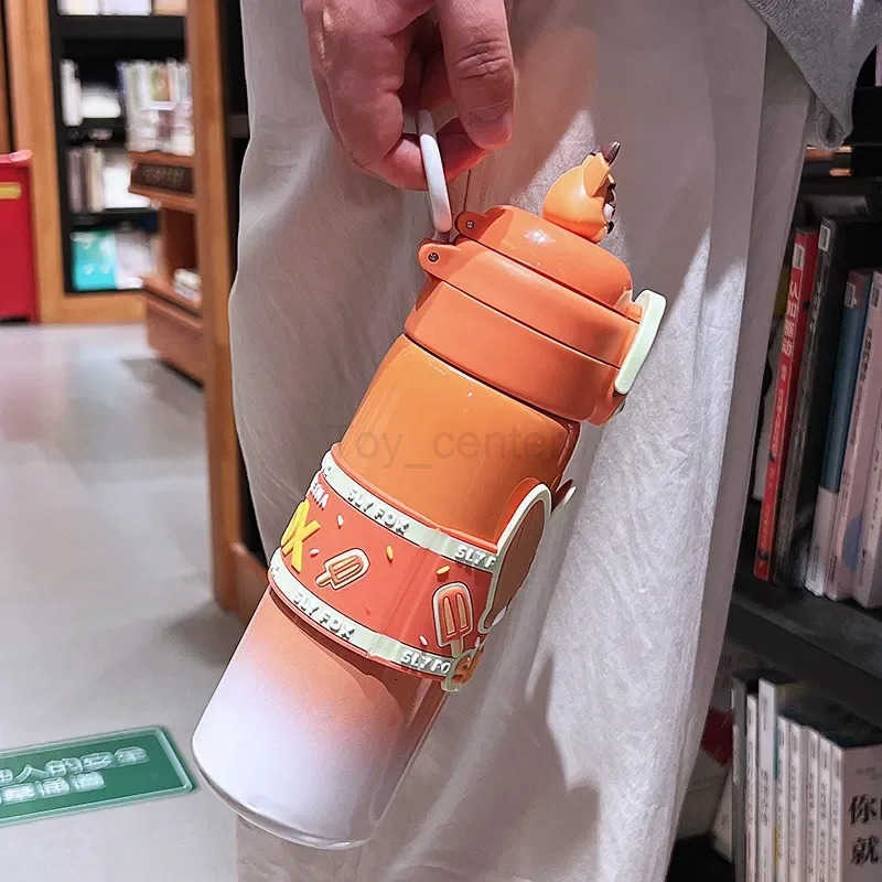 Disney 500ml Zootopia Nick Judy Hopps Thermos Multi Functional Dual-Drinking Straw Cup Stitch Lotso Anime Peripherals Fun Gifts H251203