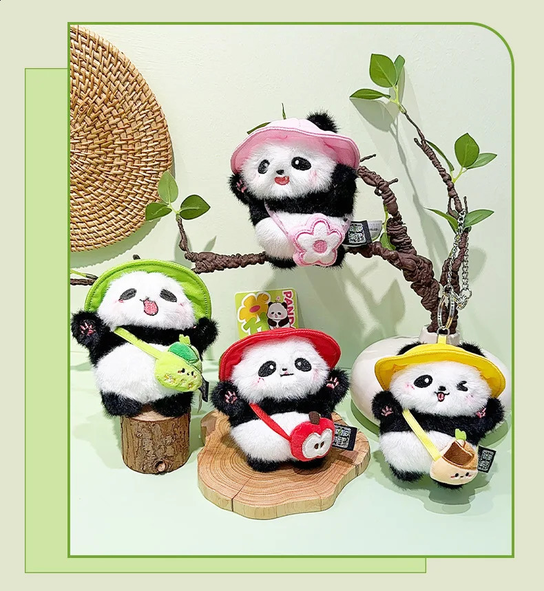 Plush Cartoon Keychain Pendant Ink Blue Panda Backpack Style Fun Small Decoration and Ideal Gift 250410