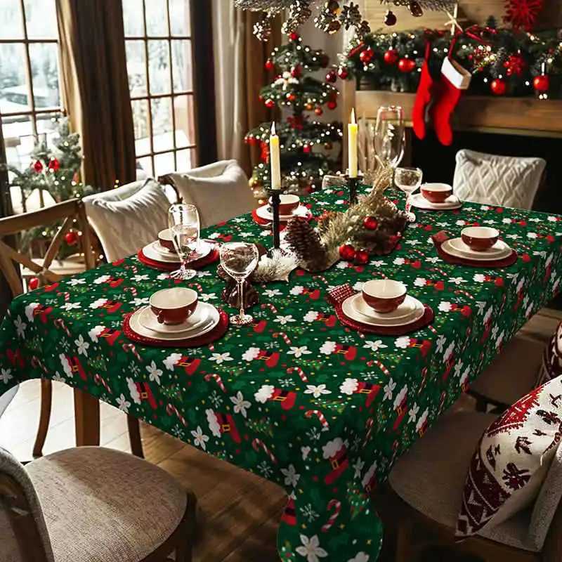 Christmas Christmas Dinner Table Cloth Nordic INS-style Restaurant Tablecloth Christmas Party Background Round Square Table Cover Reusable Y251113