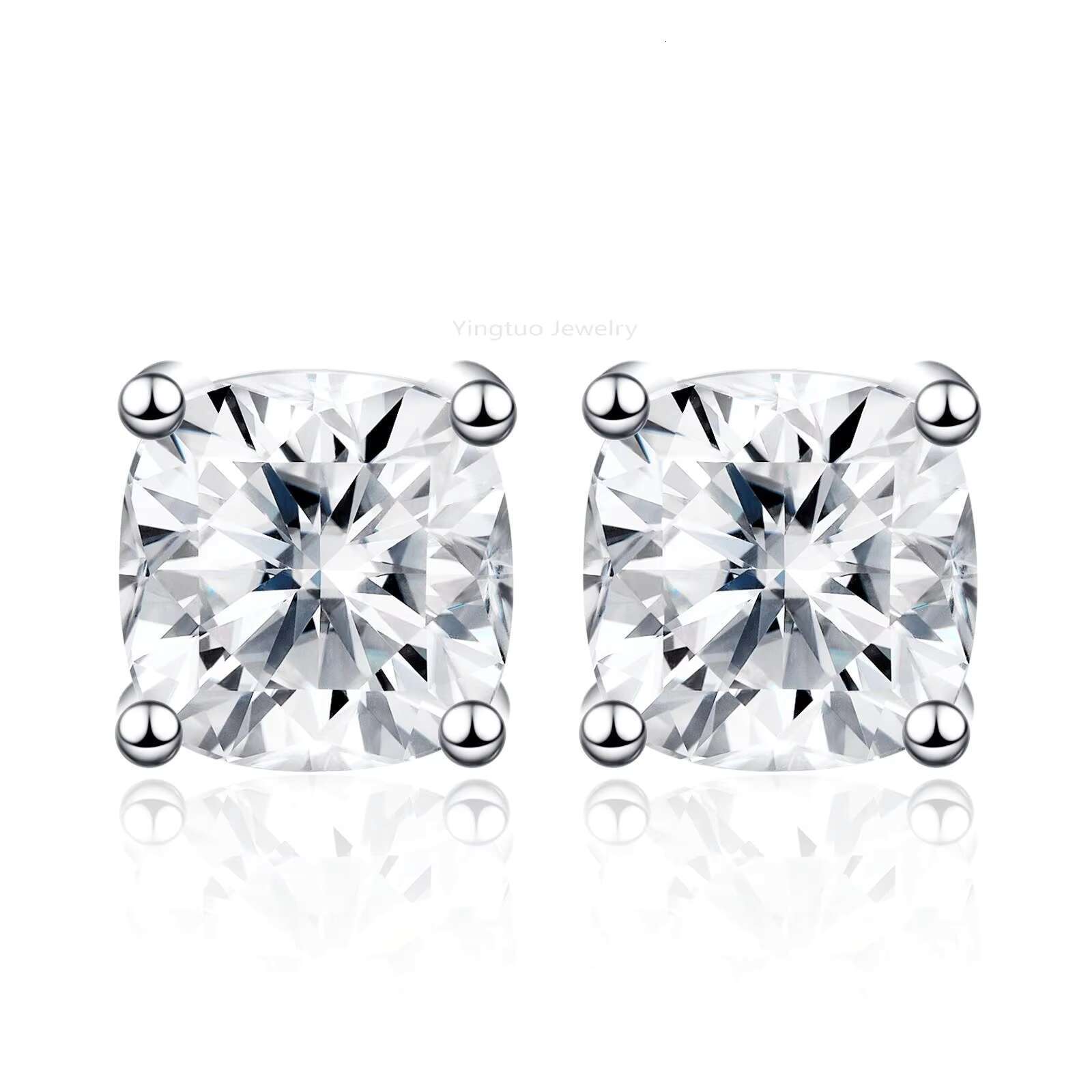 Good Price 18K Four Claws Silver Stud Ladies Round Brilliant Cut Moissanite Earrings S925 3mm/4mm/5mm Moissanite Jewelry