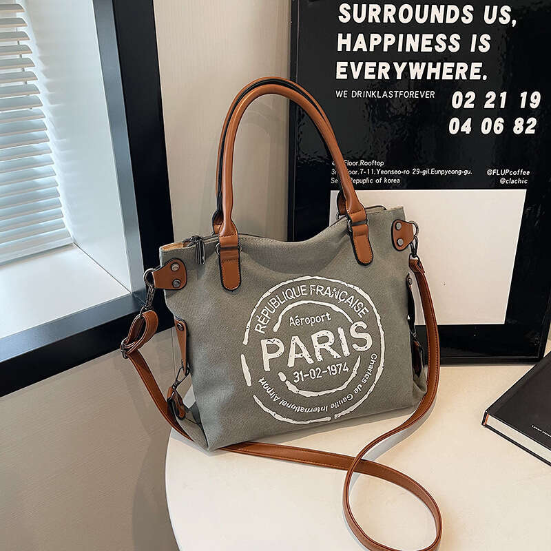 designer bag 2025 New Handheld Women's Trendy Fashion Letter Tote Bag Casual Commuter Large Capacity Single Shoulder Diagonal Span