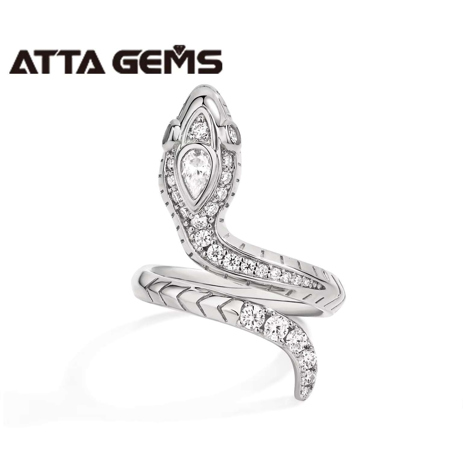 ATTA Top Quality Snake Shape D Color Moissanite Diamond Rings for Men Women S925 Sliver Yellow Gold Plated Fine Jewelry Gift