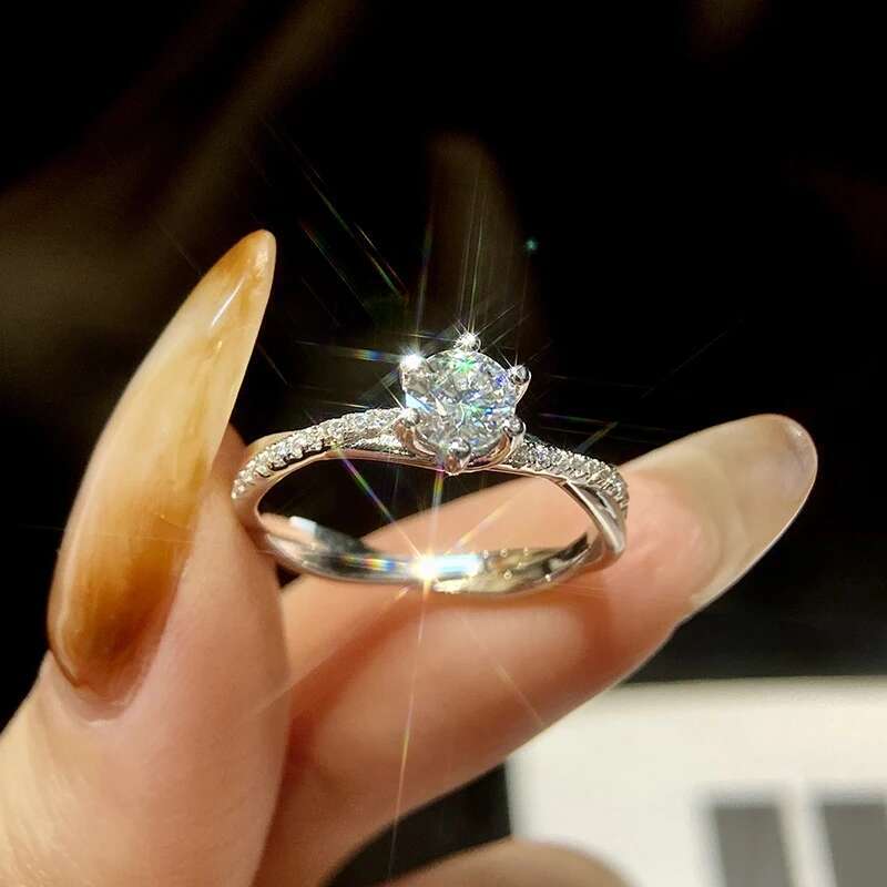 GRA 1CT Romantic Double winding Certified Moissanite Diamond Wedding Rings For Women Real 925 Sterling Silver Fine Jewelry