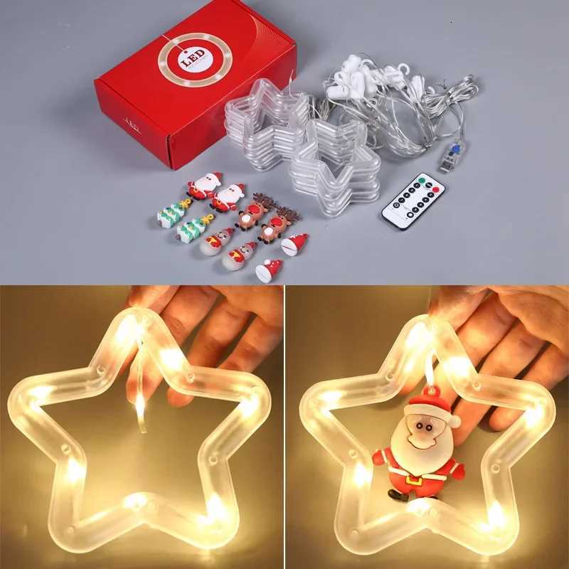 LED Christmas String Lights Room Garland Curtain Lamp USB Plug Star Santa Claus Decoration Lights for Bedroom Living Room Window M251113