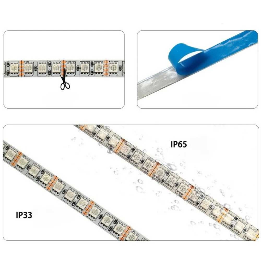 LED Strip 5050 DC 12V RGB Waterproof Flexible Neon Light Stripe 30LED/MLed 60LED/MLed PWM For Room Bedroom Decor TV Backlights W251112