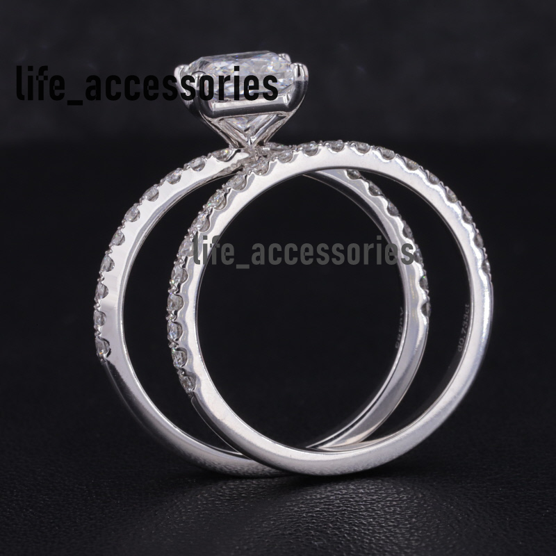 Starsgem Moissanite Stone 14k 9k Solid Gold Ring Moissanite Princess Cut Invisible Set of Ring