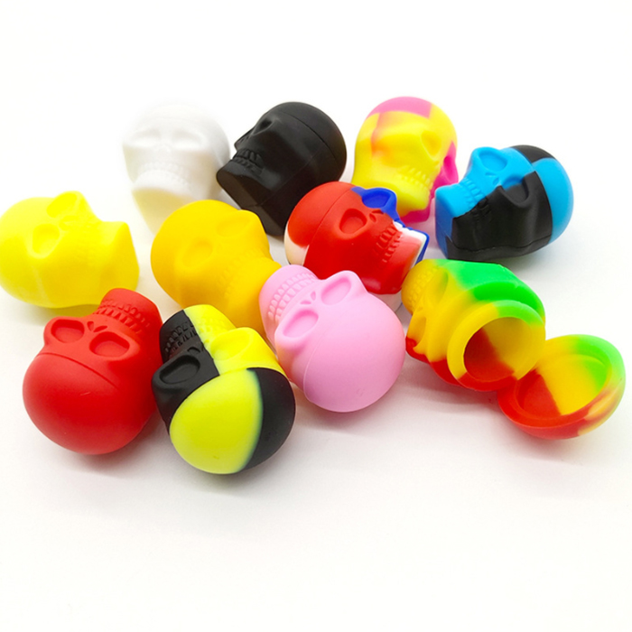 Mini 3ml Skull Containers Silicone Jars Smoking Accessories Food Grade Non-Stick Concentrate Slick Bho Oil Storage Box