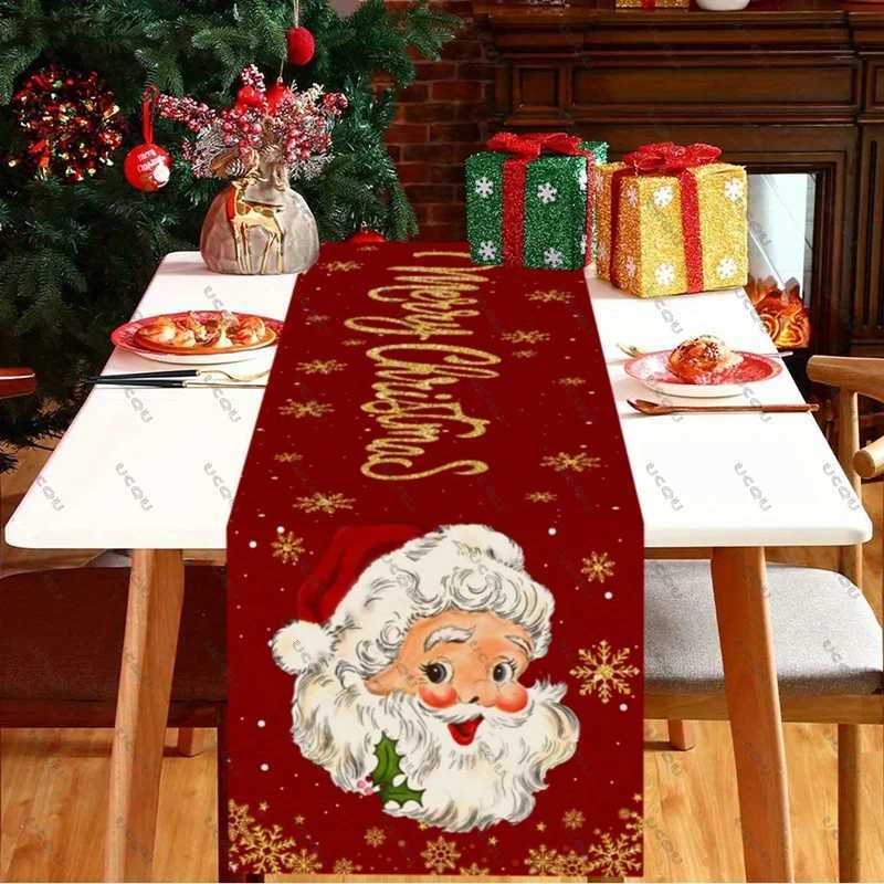 Christmas Christmas Linen Table Runner Decorative Cloth Flag Family Party Gift Xmas Home Holiday Dining Kitchen Halloween Santa Claus New Y251113
