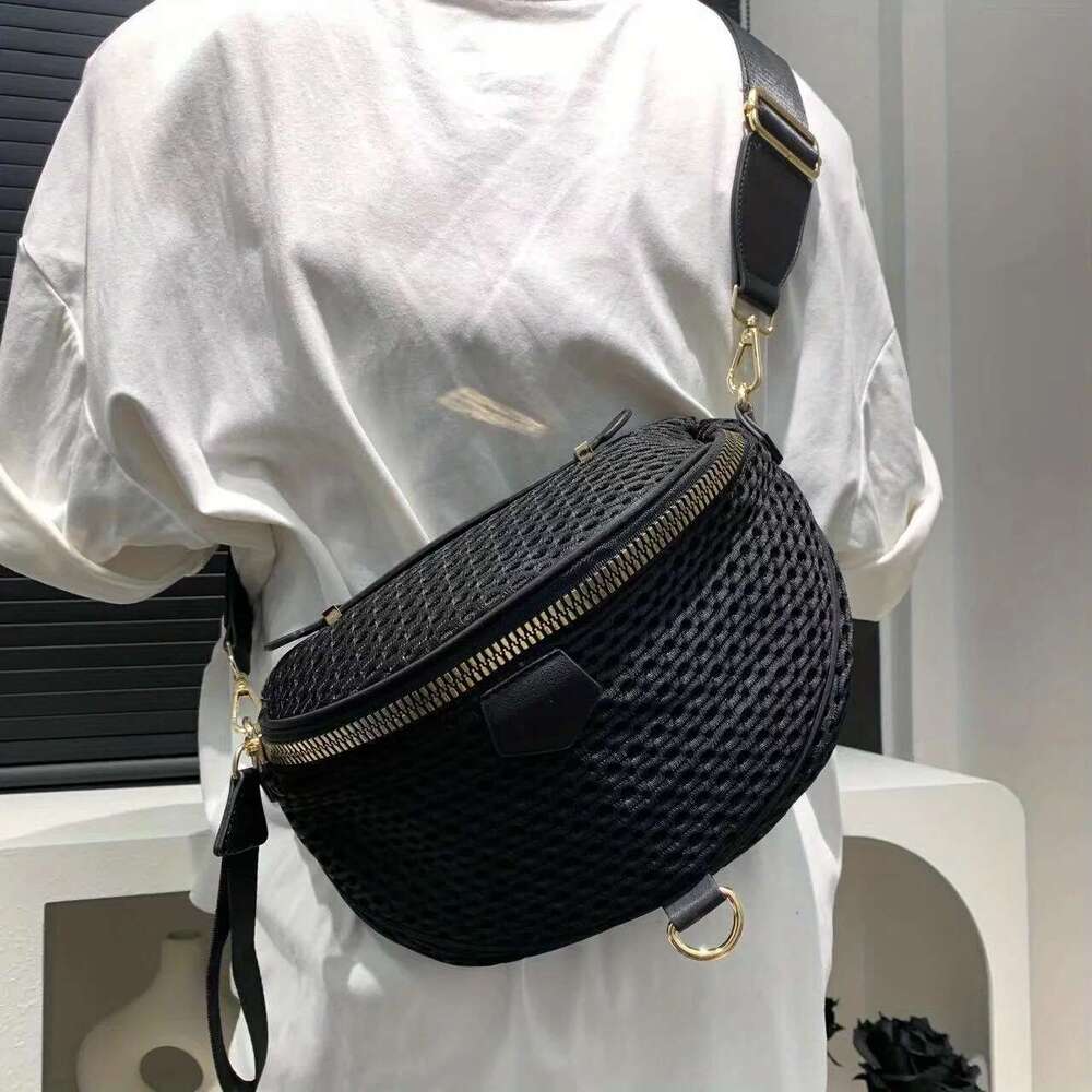 Women's Fashion Sports Lightweight Chest Daily Use Wide Shoulder Strap Semi-Circular Crossbody Bag