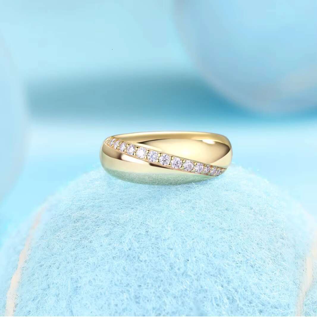 De Gold Plated Single Row Moissanite Ring Gold Plating Moissanite 925 Silver Women Rings 925 Silver Women Rings Gold Plated