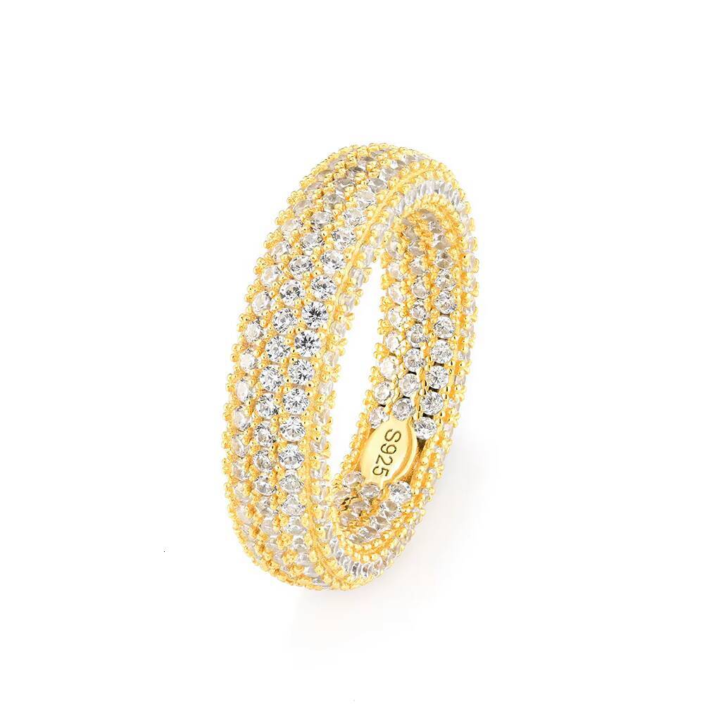 Hip Hop Jewelry Wedding Engagement Gift 925 Sterling Silver Paved VVS Moissanite Iced Out 3 Layer Diamond Band Ring for Men