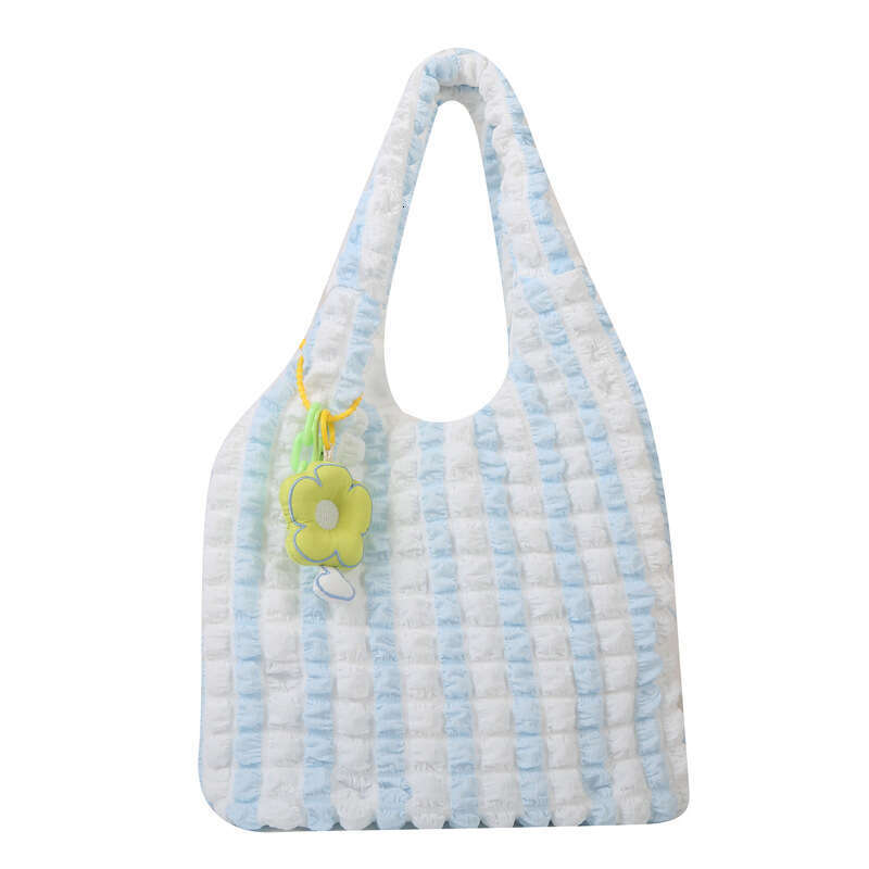 Small Fresh Folded Bubble for Women 2025 New Flower Sweet Tote Bag Large Capacity Simple One Shoulder Handbag