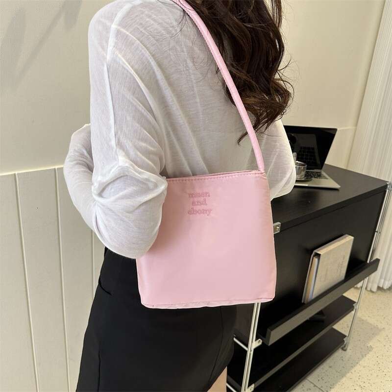 Korean mucu and ebony fashionable embroidered high elastic waterproof nylon versatile casual underarm shoulder bag for women