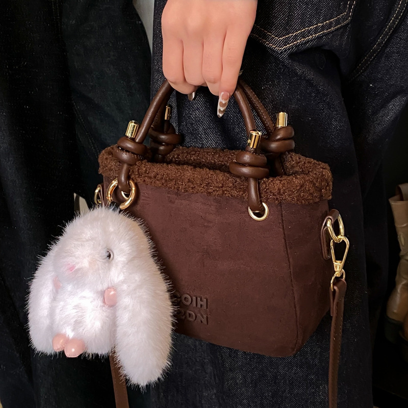 2025S Designer Women s Bag Strawberry Pie Pillow for Women New Cute Plush Handheld Small Square Hairy Crossbody Bag