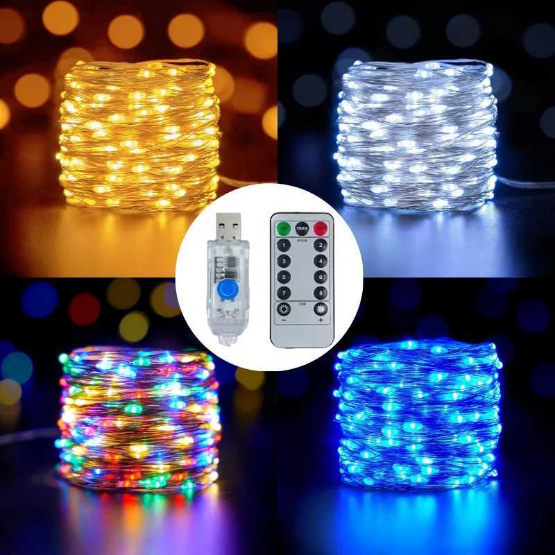 LED Waterproof Remote Copper Wire 5M/10M/20M/30M USB 8Modes String Fairy Light for Party New Year Xmas Christmas Decoration M251113
