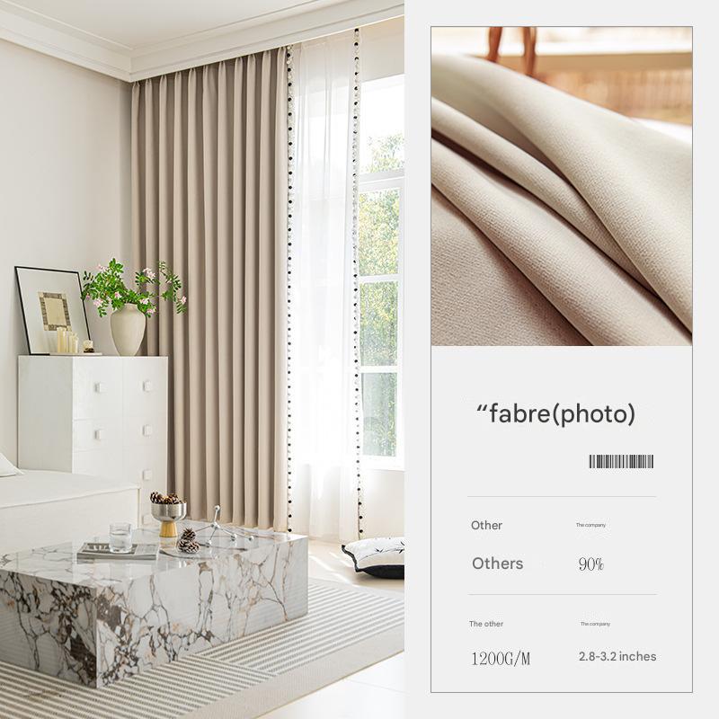T402 new thick blackout chenille curtains modern simple living room bedroom high-grade curtains finished product Curtain
