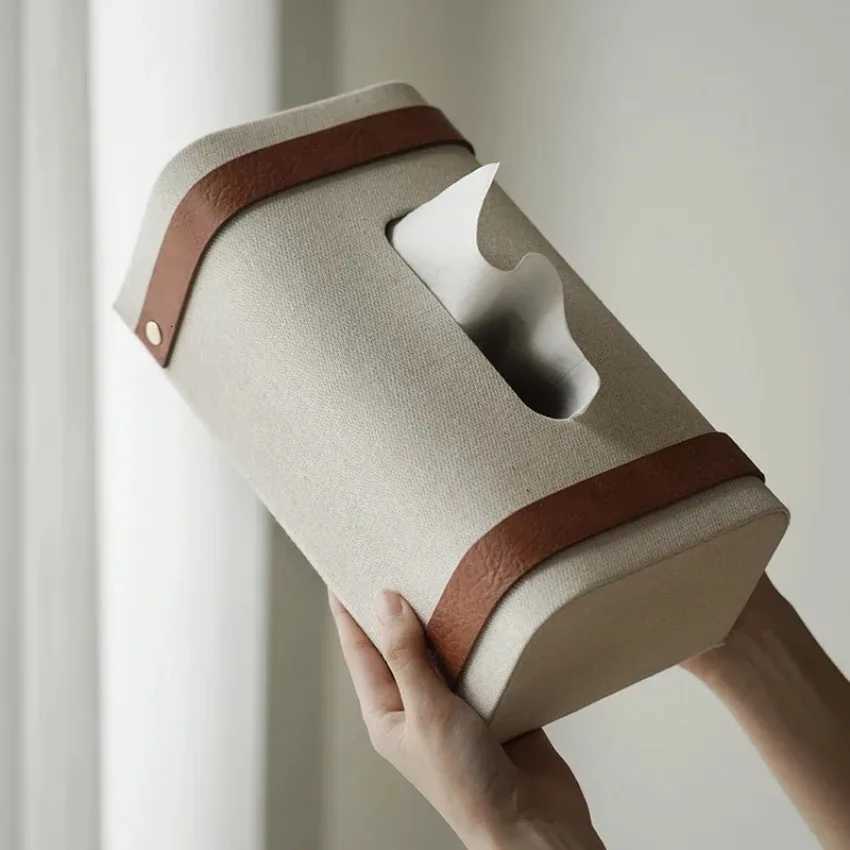 Modern Black Brown Leather Buyer Paper Box Living Ro Ornaments Dining Table Coffee Table Decorations Tissue Box for Bedro Y251112