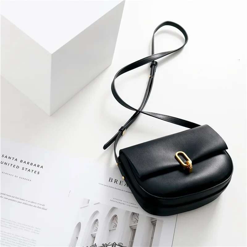 Authentic Leather Women Saddle Bag 2023 New Cowhide Fashion One Shoulder Handbags Female Brand Designer Crossbody Bags