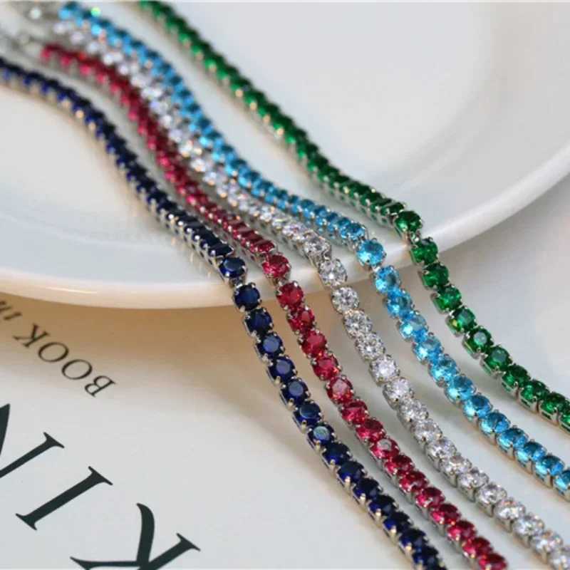4mm Cubic Zirconia Tennis Bracelet Iced Out Chain Bracelets For Women Men Gold Silver Color Men Bracelet CZ Chain Homme JewelryC250411